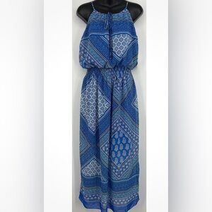 Enfocus Studio Womens Blue Geometric Long Dress Size 4